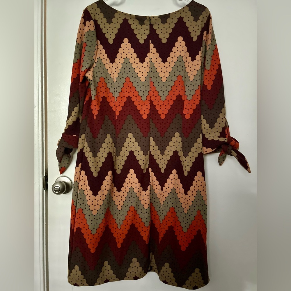 ILE Retro chevron circles print dress Size 14 - Picture 7 of 9